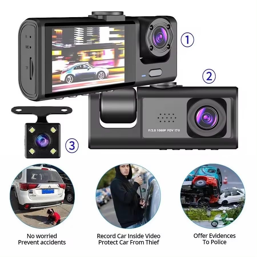 Kamerë Inteligjente për Makinë 3 Pamje – Dash Cam