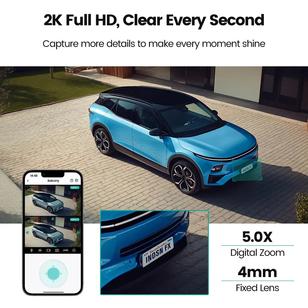 Kamerë Sigurie WiFi me Dy Lente 8MP – Night Vision, Audio Dy-Drejtimëshe