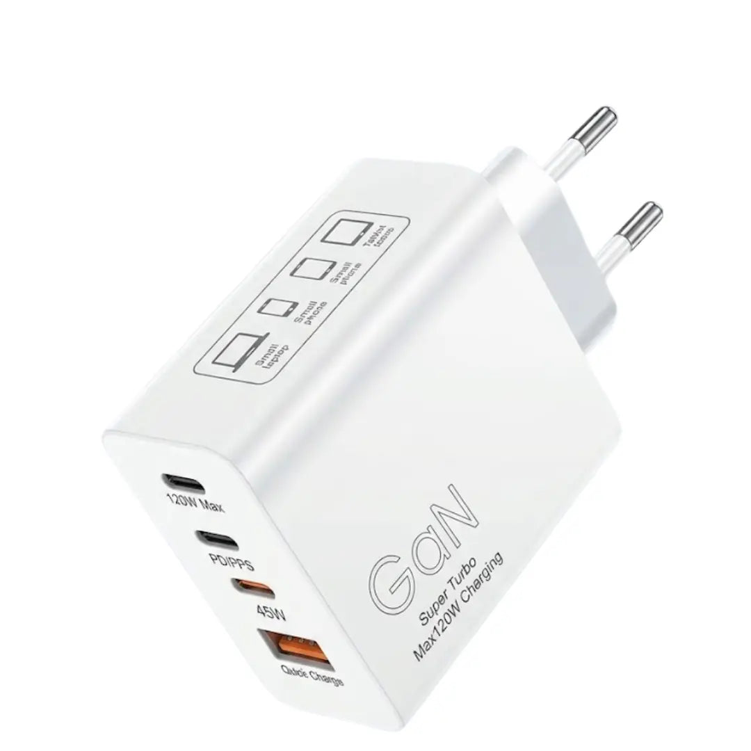 Karikues i Shpejtë S13 GaN 120W – 4 Porta, USB-C, USB dhe Lightning