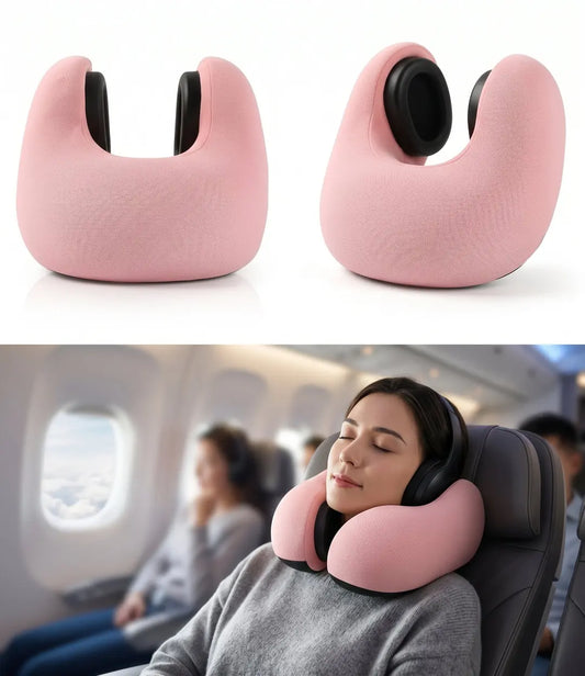 Jastëk Ergonomik për Udhëtime Rozë – Memory Foam me Rrip të Rregullueshëm